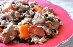 Portuguese Pork Meat Rice with Black Beans Recipe