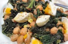 Portuguese Kale with Chick Peas and Egg