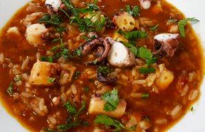 Yum Portuguese Octopus Rice with Red Wine Recipe