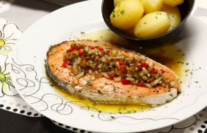 Portuguese Grilled Salmon with Pepper Vinaigrette