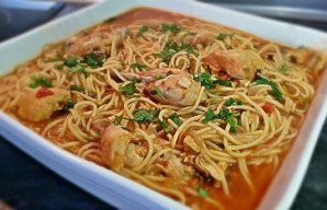 Delicious Portuguese Style Chicken Spaghetti