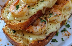 Portuguese Cheese, Garlic & Shrimp Toast