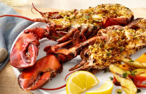 Portuguese Deviled Grilled Lobsters