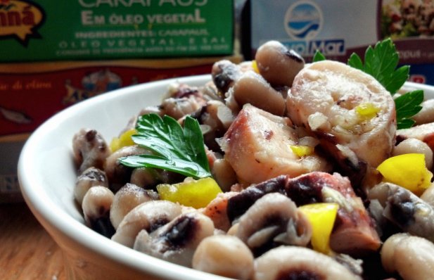 Portuguese Octopus Salad with Black Eyed Peas