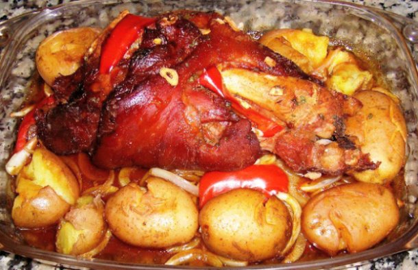 Portuguese Smoked Pork Shank Roast