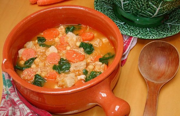 Portuguese Pork with Chickpeas Soup