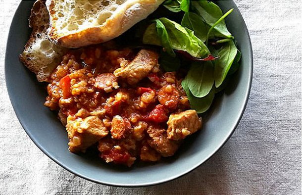 Portuguese Pork & Rice Stew