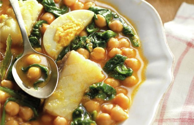 Hearty Chickpea, Cod, and Spinach Stew